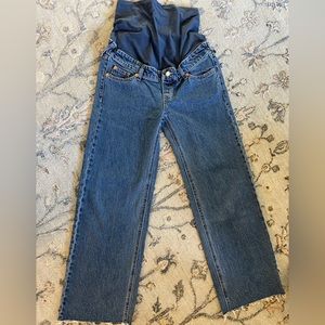 H&M MAMA over belly wide leg cropped denim, size XS